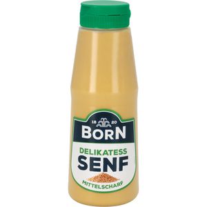 Born Senf Delikatess mittelscharf, fein, aus Thüringen, ohne Konservierungsstoffe, in Flasche, 300 ml