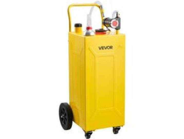 VEVOR 113,6L Kraftstofftrolley Mobile Tankanlage mit 12V Elektrischer Pumpe, Tragbare Dieseltank für Traktoren Lader Landmaschinen, Mit 4 Rollen & Ölstandsanzeige, Max. 32L/min, Kohlenstoffstahl, Gelb