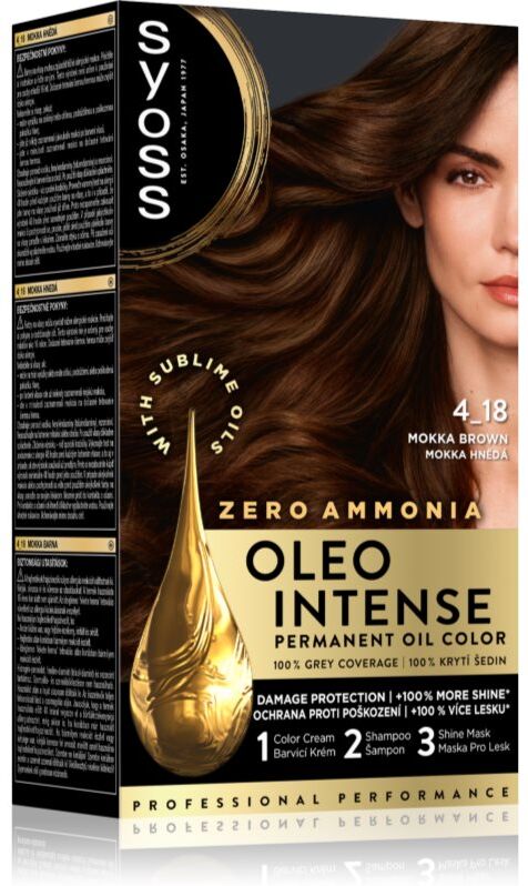 Syoss Oleo Intense coloration cheveux permanente à l'huile teinte 4_18 Mokka Brown 1 pcs