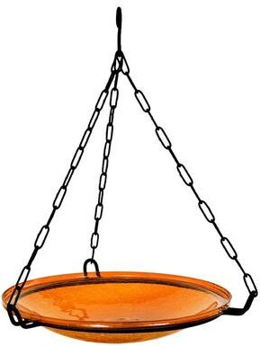 Achla Designs Reflective Crackle Glass Hanging Birdbath Bowl, 14 Inch Diameter, Cobalt Blue