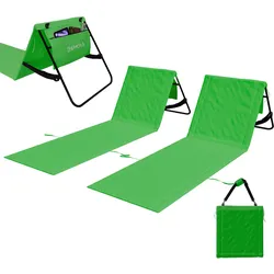 24MOVE® Strandmatte 2er Set klappbar mit Rückenlehne, Strandliege mit Gurt, tragbar für Strand und Garten, Liegematte grün