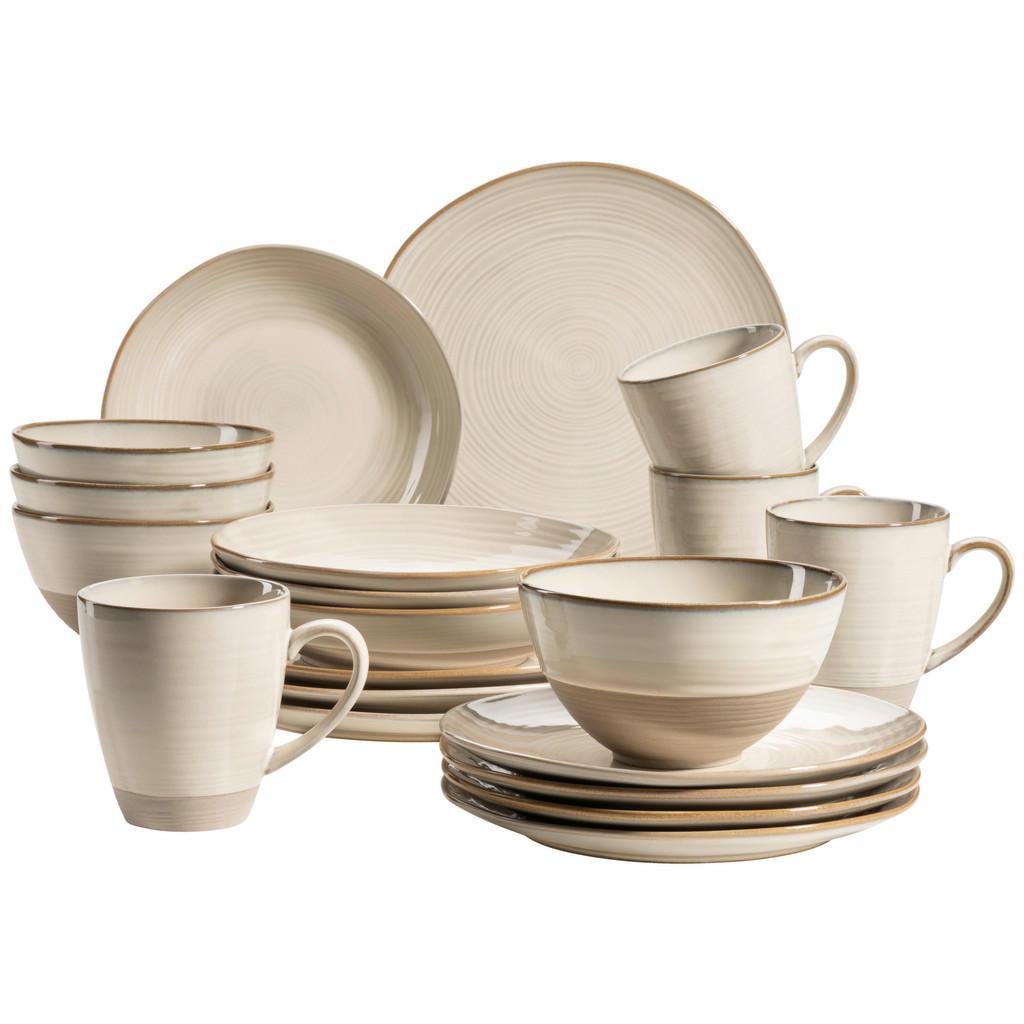 Mäser Kombiservice Nottingham , Beige , Keramik , 20-teilig , 420 ml,600 ml , handbemalt , Geschirr, Geschirr-Sets, Kombiservice