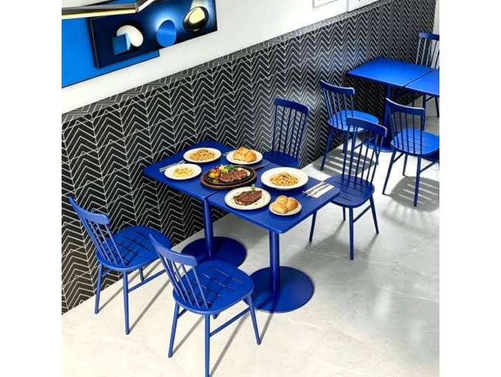Yopappol Kommerzieller Restaurant-Bistro-Sockeltisch, Stabiler Quadratischer Esstisch Mit Runder Basis, Einfach Zu Montierende Tische Für Bäckerei Und Konditorei(60x60x73cm)