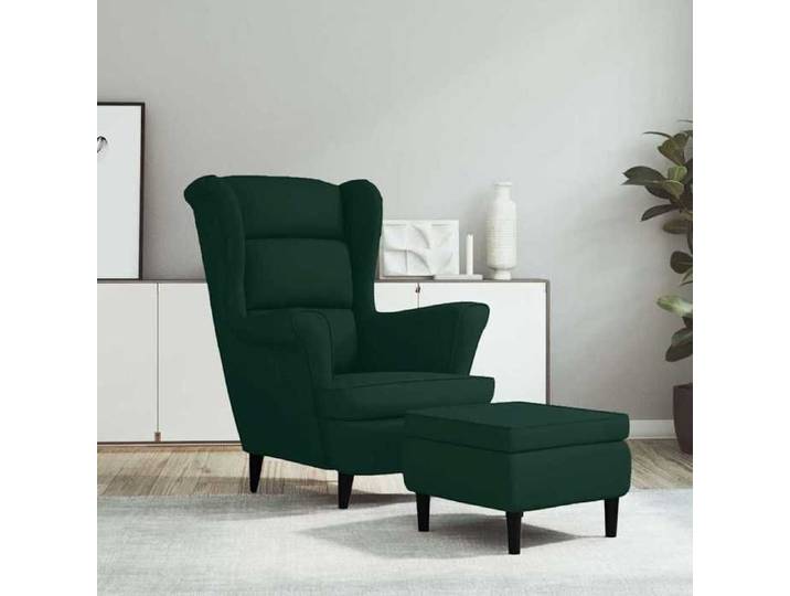 Maison Exclusive - Fauteuil à oreilles avec tabouret vert foncé velours