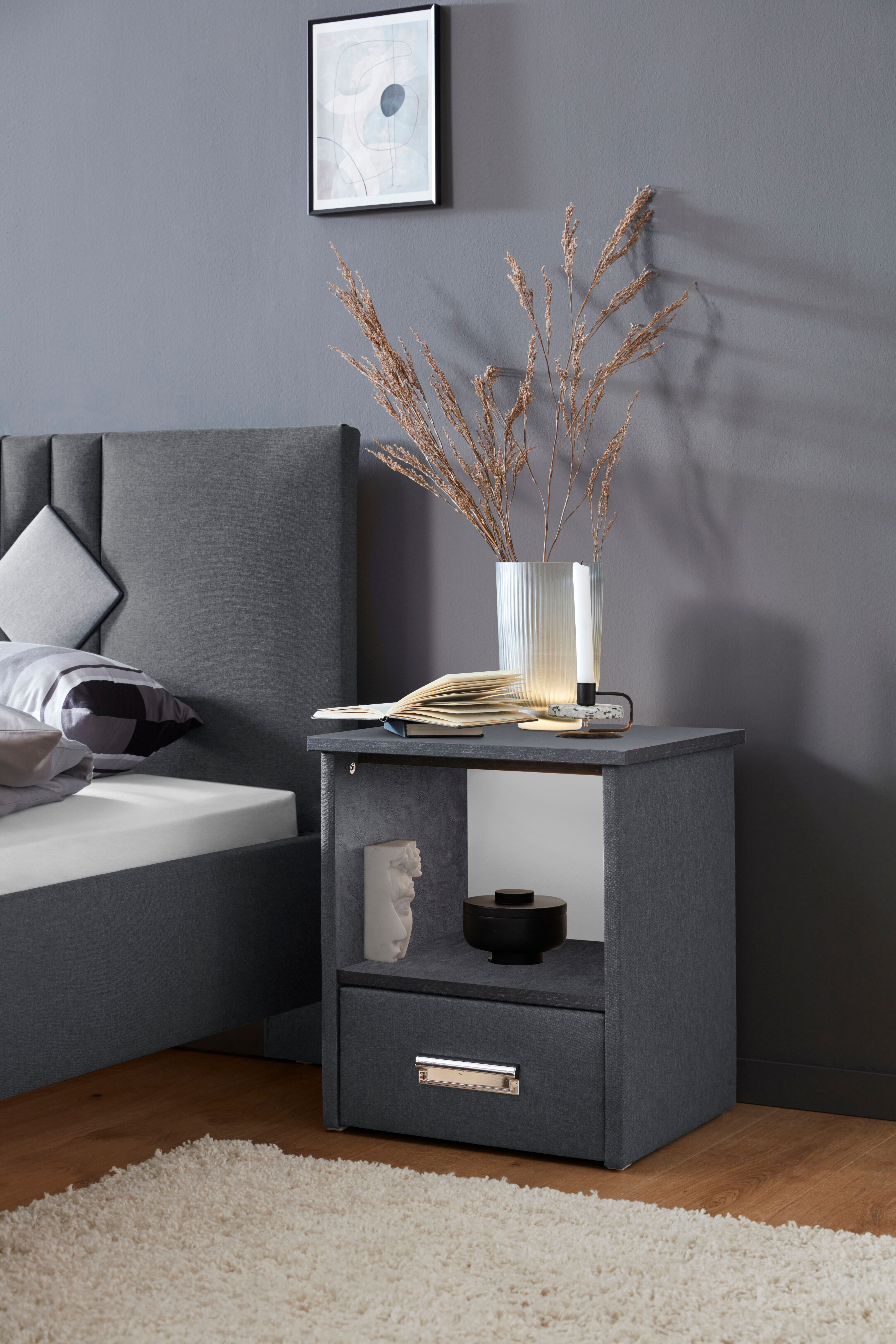 Westfalia Schlafkomfort "Brilon" wahlweise mit indirekter LED-Beleuchtung charcoal, schieferoptik anthrazit B/H/T: 45cm x 53cm x 45cm, Ohne LED-Beleuchtung, 1 Stk.