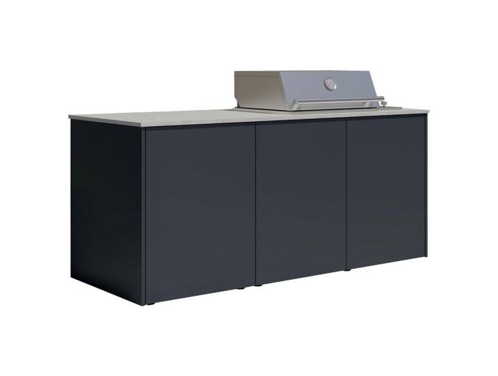 Dieter Knoll Outdoorküche, Anthrazit, Metall, nur wie online abgebildet bestellbar, 198x117-123x63.3 cm, in den Filialen verschiedene Arbeitsplatten erhältlich, höhenverstellbare Füße, magnetische Front, Gartenmöbel, Outdoor Küchen