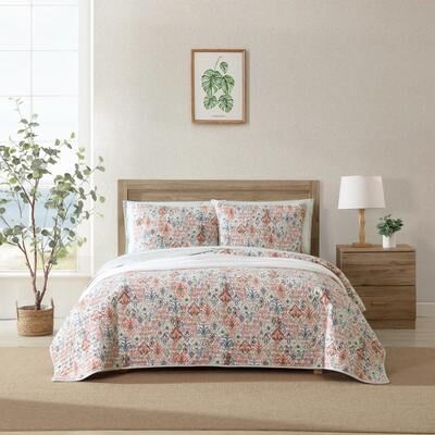 Tommy Bahama Ikat Tropics Botanical Print With Khaki Reverse Quilt (Beige, 3 Piece Set)
