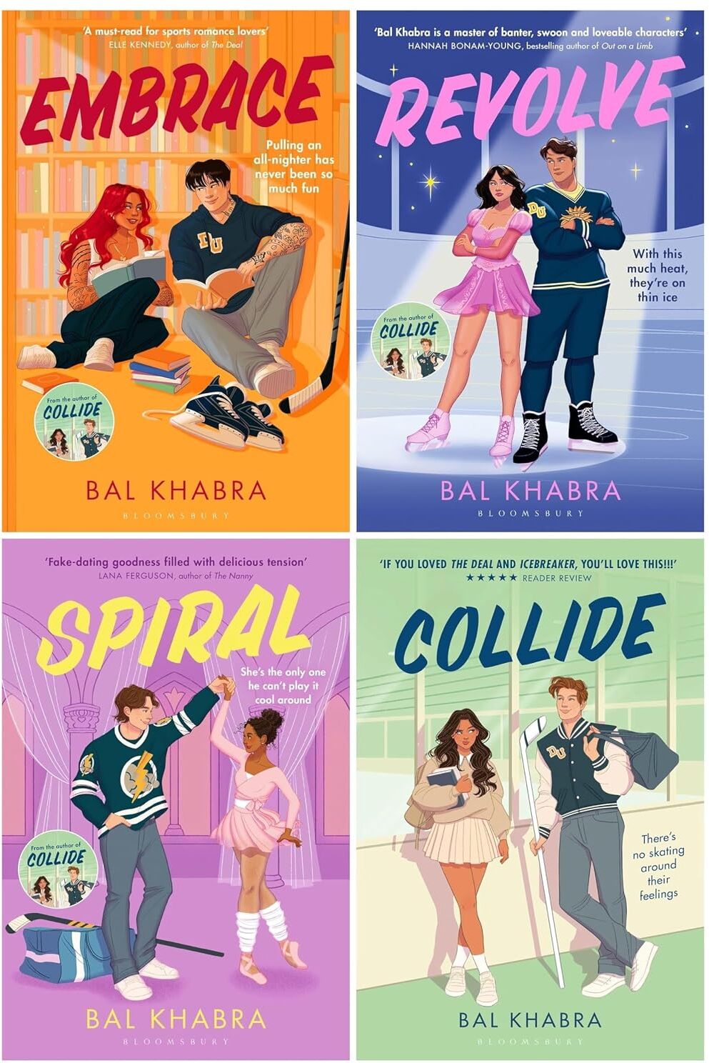 Off the Ice Series By Bal Khabra 4 Books Collection Set (Collide, Spiral, Revolve & Embrace)