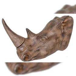 DELUKE Deko-Geweih NASHORN Kunststoff Antik-braun 28x61x52cm Geweih Tier-Dekoration