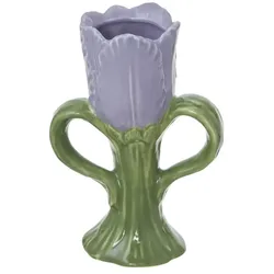 HOME STORY Vase Blüte   ¦ lila/violett ¦ Porzellan ¦ Maße (cm): B: 6,4 H: 14,7