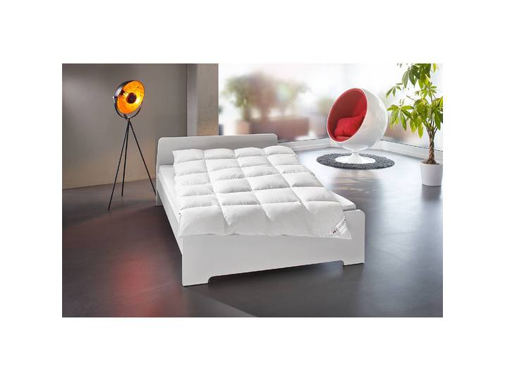 Couette à cassettes 155 x 220 cm Couette toute-saison Blanc 70 % plumes, 30 % duvet Housse de coussin : 100 % coton Rembourrage : 70 % plumes,