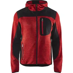 Strickjacke "4930" mit Softshell - M - rot/schwarz