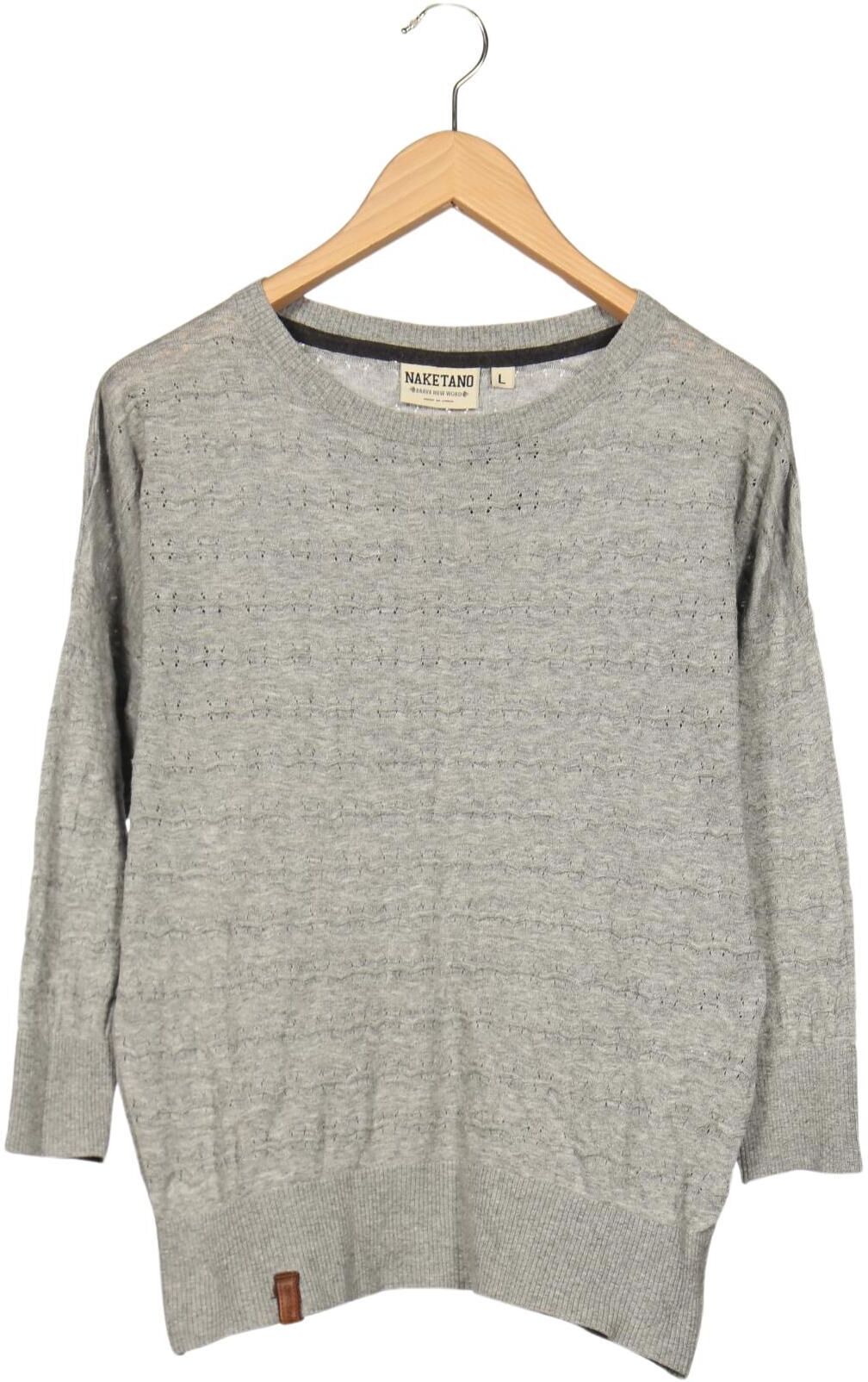 Naketano Damen Pullover, Grau, Gr. L, Baumwolle - Second Hand