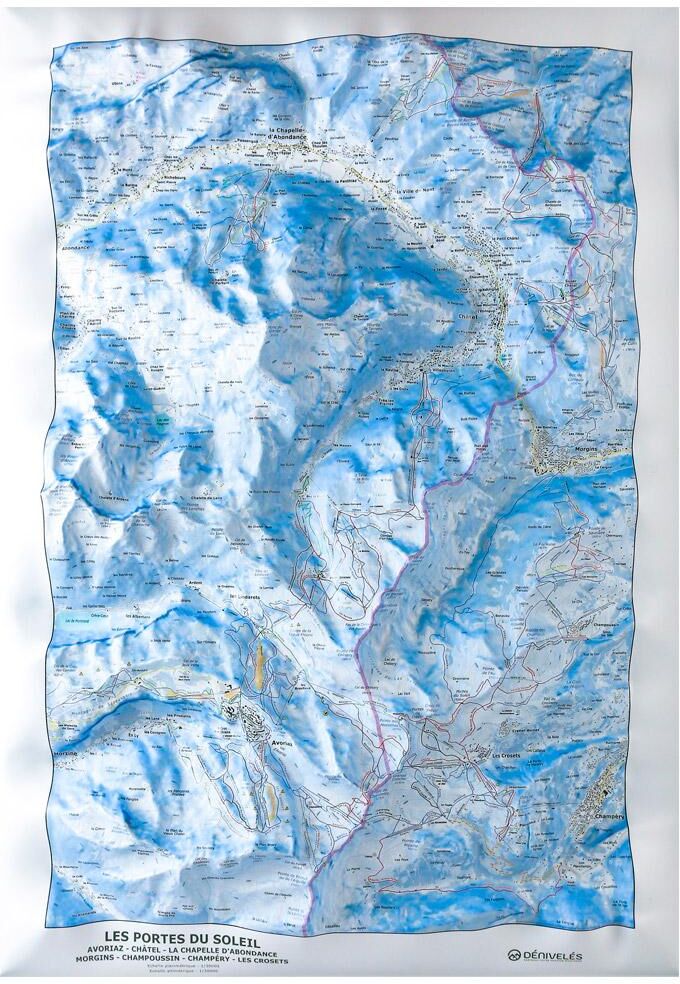 Deniveles  - Carte Des Pistes Portes Du Soleil Avoriaz Châtel Chapelle d’Abondance - Carte 3D