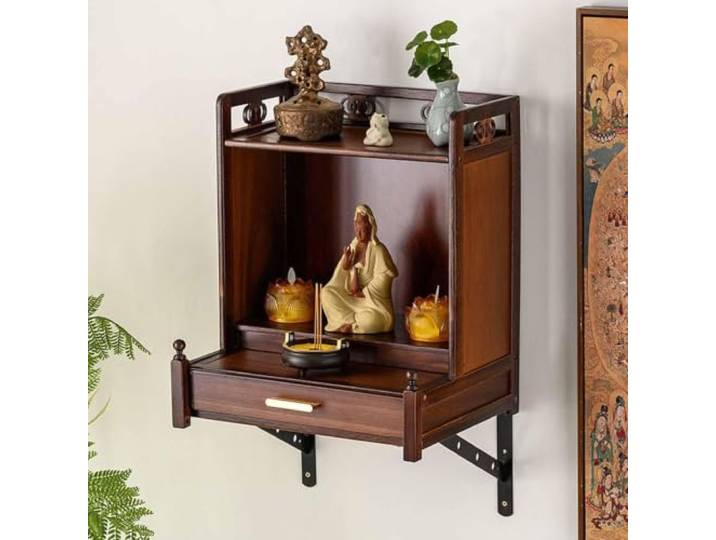 Wandmontierter Buddhismus‑Altar，Buddhistische Altar-Buddha-Nischen, Schrein Wand- & Tisch-Buddha-Schrein Mit Aufbewahrungsschublade, Buddha-Altar，Meditation Räucherwerk Zen Regal，Für Zuhause