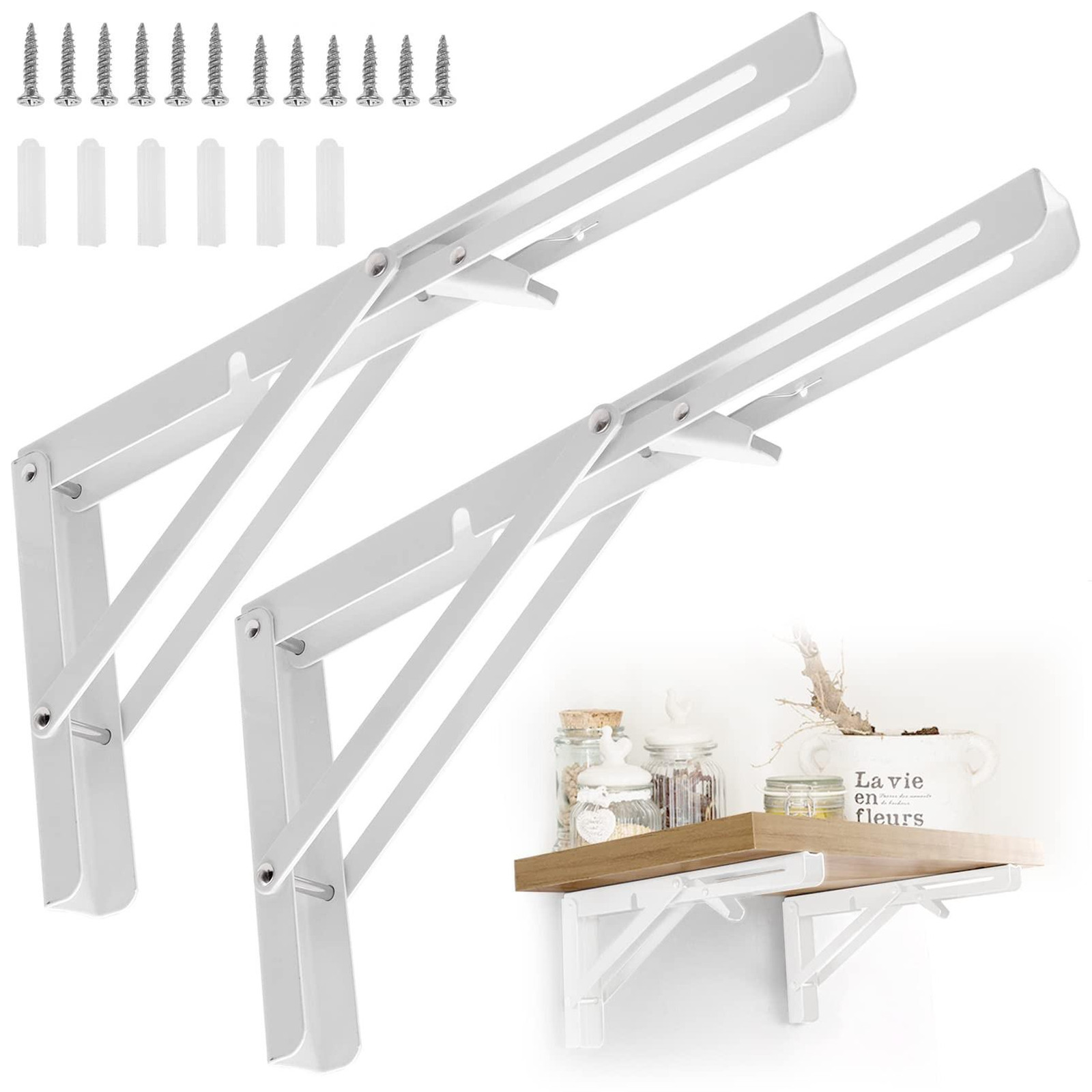 Set van 2 vouwbare planksteunen voor wandmontage