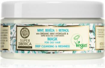 Natura Siberica Mint, Bereza & Retinol máscara de limpeza para cabelo oleoso 300 ml. Mint, Bereza & Retinol