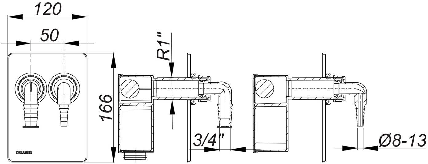 Dallmer Anschlussset Waschgeräte-Siphon 400 Vario.2, Montagezubehör, 140425,