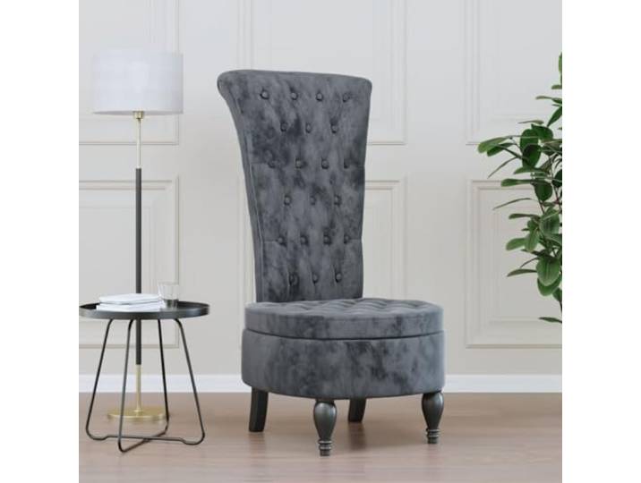 LPERTGFHU Polsterstuhl mit Knopfheftung, Samt Esszimmerstuhl Dunkelgrau Hohe Rückenlehne, Stabil & langlebig, Modernes Design