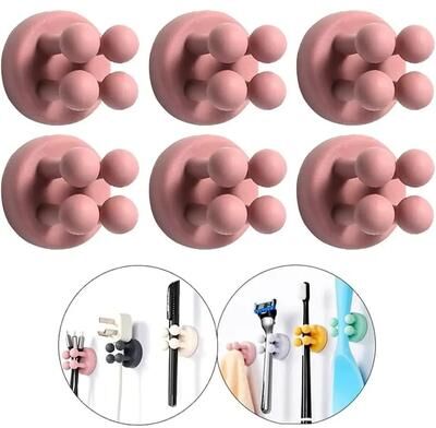 Inspired Finds Self Adhesive Toothbrush Holder pink 6pcs