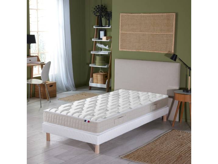 Ensemble matelas latex 5 zones originel + sommier 90x200 blanc