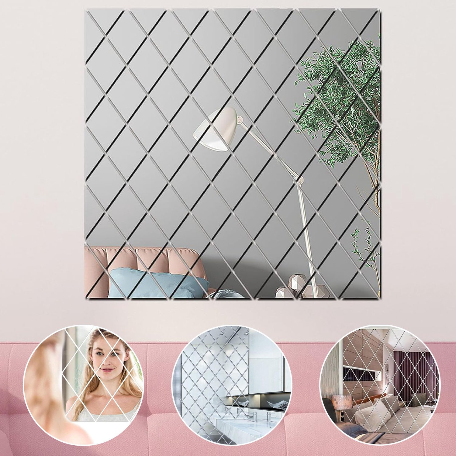 Set van 32 zelfklevende 3D tegelspiegelstickers voor wanddecoratie in huis