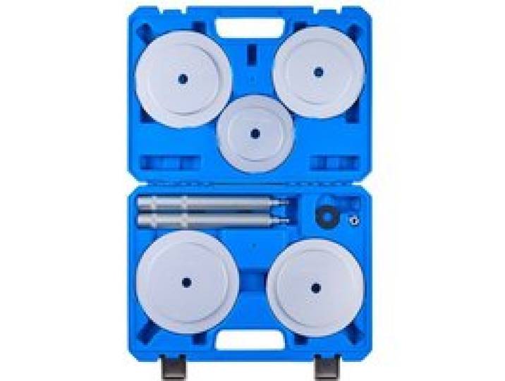 VEVOR Kit de Presse à Roulements 7 Pièces, Coffret d’Outils de Démontage et de Montage de Bagues et Joints de Roulements, avec 5 Bagues, Axes de Poignée et Rallonge, pour Entretien Automobile