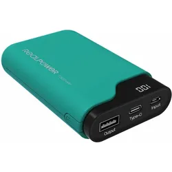 RealPower PB-7500C Powerbank USB-C In/Out, Micro-USB In, USB Out und... (7500 mAh, 27 Wh), Powerbank, Schwarz, Grün