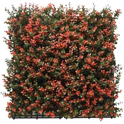 WellHome – Künstlicher Vertikalgarten – Heckenpanel 100x100 cm für Innen- und Außenbereich – Blumen in Rot