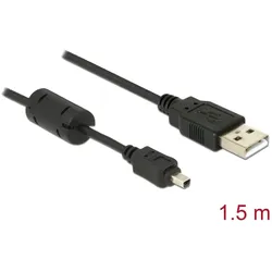 DeLOCK Camera cable USB-B mini 4pin > USB-A 1,5m male-male USB Kabel Mini-USB B USB A Schwarz