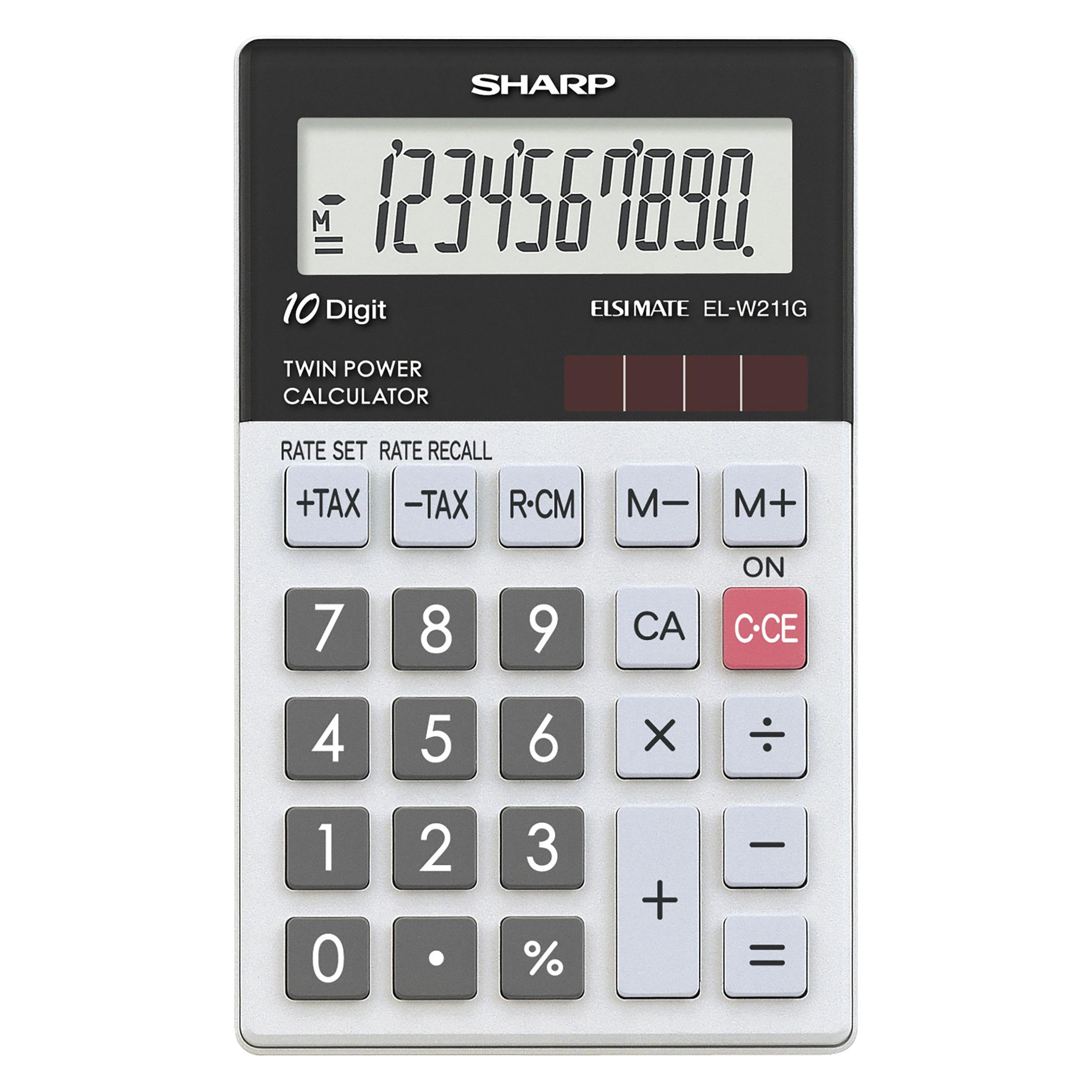Sharp EL-W211G Taschenrechner Tasche Finanzrechner (Batteriebetrieb, Solarenergie) (SH-ELW211GGY)