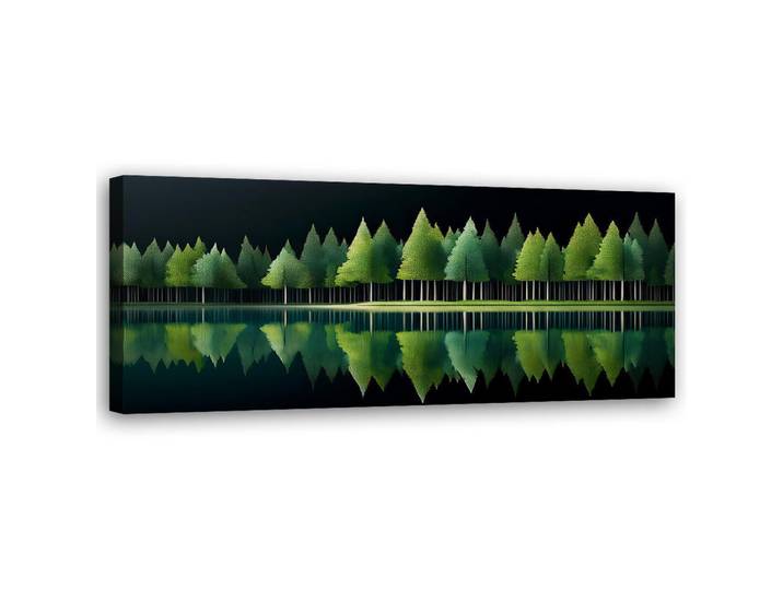 Feeby Wandbild grüne waldsee natur, Grün, Landschaft/Berg, Rechteckig, 90x30 cm, Bilder & Rahmen, Bilder, Leinwandbilder