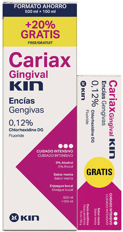 Kin Cariax Gingival Mouthwash 500 ml + 100 ml and Toothpaste 100 ml