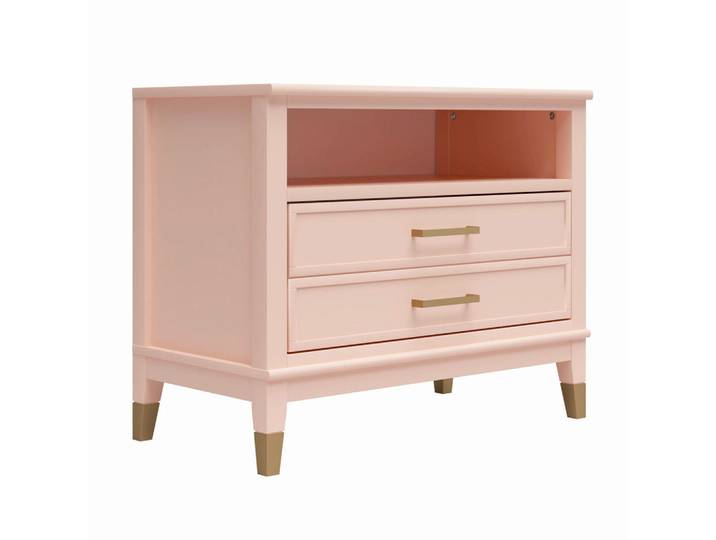 Mid.you Nachttisch Westerleigh, Hellrosa, 2 Schublade(n) Schubladen, rechteckig, 76x61x40 cm, Schlafzimmer, Nachttische