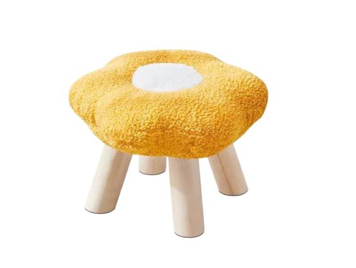QAUUCP Fußhocker für Wohnzimmer Entzückender Hocker mit Blumenmuster Home Wohnzimmer Sofa Kleine runde Stuhlmöbel(Yellow)