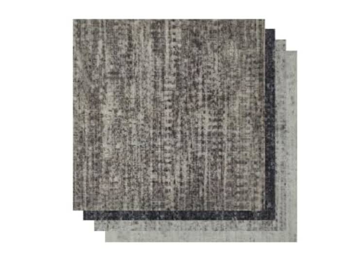 andiamo Teppichfliesen, Klebefliesen, 40x40 cm, 4 m², Grau Streifen 25 Stück, Polyester, Nadelfilz, Teppichboden, 4mm, funktional für Wohnräume & Mietwohnung