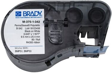 Brady M-375-1-342 fita preto sobre branco 16,40 mm x 25,78 mm