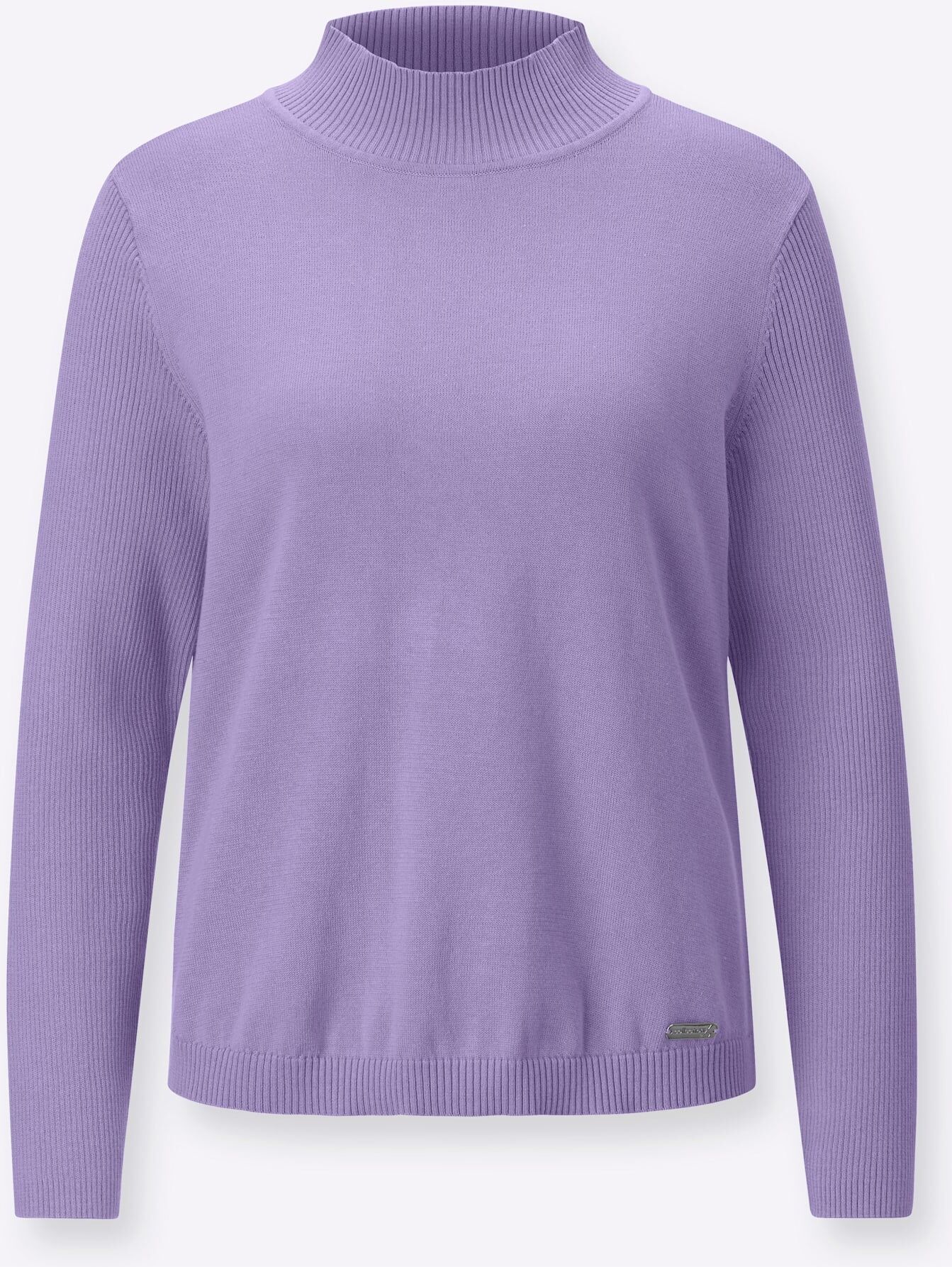 Stehkragenpullover CASUAL LOOKS "Pullover", Damen, Gr. 36, lila (lavendel), 100% Baumwolle, unifarben, Pullover Stehkragenpullover lavendel 36