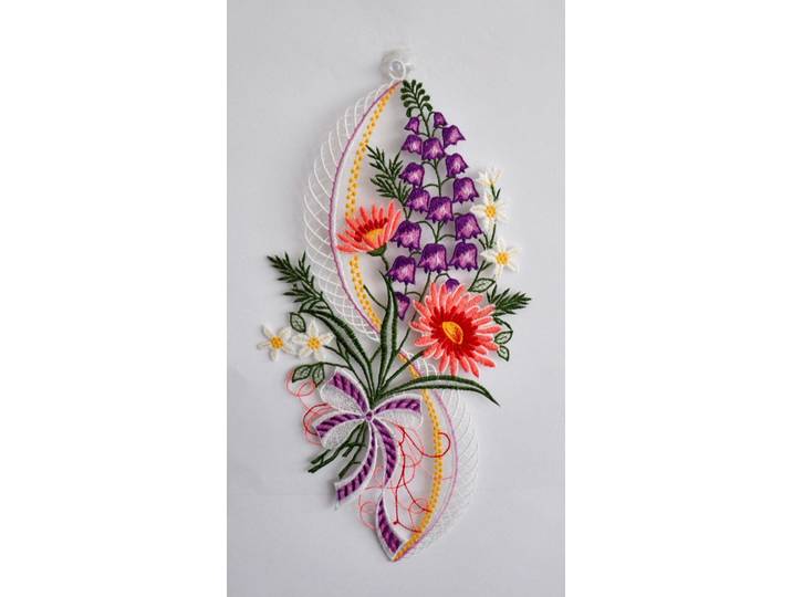 Fensterbild STICKEREIEN PLAUEN Blütenzauber , bunt, B:20cm H:38cm, Polyester, Fensterbilder, Fensterbild