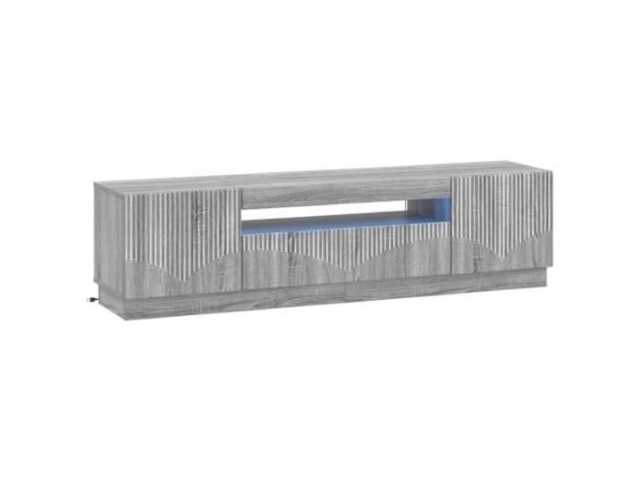 GKHPYURE TV-Schrank Sonoma aus Holz, Grau Flexible LED-Leuchten, 90 ° drehbare Türen, großer Raum, Holztechnik, feuchtes Tuch