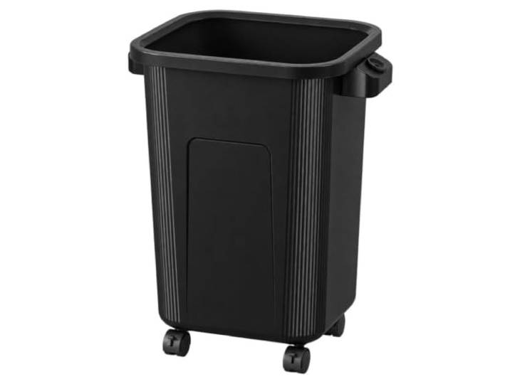 WSJJXS Hoher Abfalleimer mit Rädern, Ergonomischer Mülleimer für Küche Kein Bücken nötig, 360 Grad Rollen, doppelte Griffe, breite Öffnung(Black,30L)