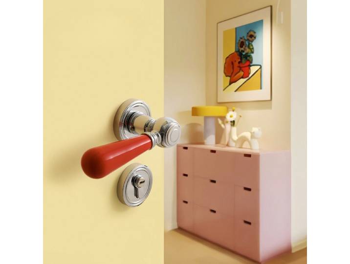 Serrure de porte de chambre en céramique colorée ; Serrure silencieuse à corps divisé de style français pour portes intérieures ; Poignée de porte pour portes de chambre en bois