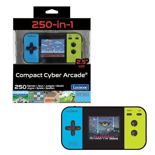 Lexibook Cyber Arcade draagbare spelconsole met 250 spellen en LCD-scherm, zwart/blauw/groen, JL2377LXB