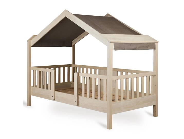 Hausbett My House Natural mit Stoffdach