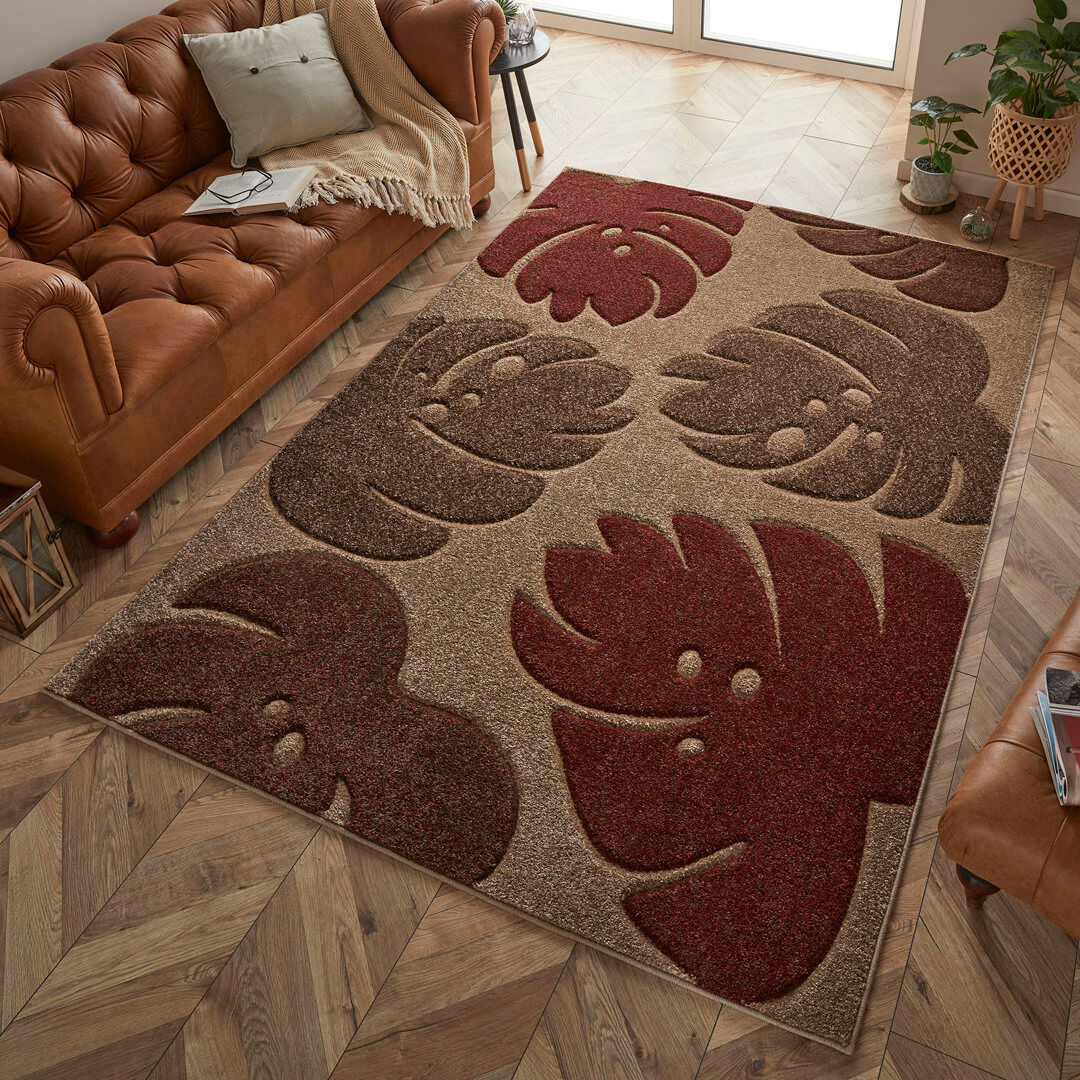 Lark Manor Noam Floral Dhurrie Area Rug Red/Brown Rectangle 200cm x 285cm