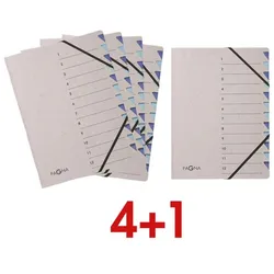 Pagna 5x Ordnungsmappe »Easy Grey« 12-teilig, 4+1 Aktion blau, 24x32x5 cm