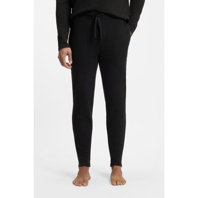 Pyjamahose BOSS "Waffle Pants Cuf", Herren, Gr. L, N-Gr, schwarz, Jersey, Obermaterial: 60% Baumwolle, 40% Polyester, unifarben, lang, Hosen Pyjamahose