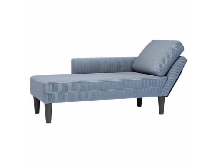 Chaise longue avec coussin bleu tissu en velours côtelé 4009818