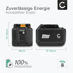 Cellonic, Werkzeugakku + Ladegerät, Akku für Makita DGP180, BSS501, DDF453Z, BPB180Z, BTW251, BSS501RFE (18 V)