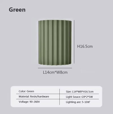 Inspire Curations Modern Macaron Resin G9 LED Wall Sconce green warm Light